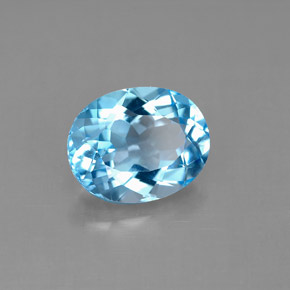 3.29캐럿 천연 스위스 블루 토파즈, 타원형 컷, 10×8.1 mm, VS
