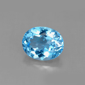 3.53캐럿 천연 스위스 블루 토파즈, 타원형 컷, 10×8 mm, VS