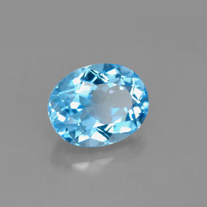 3.53캐럿 천연 스위스 블루 토파즈, 타원형 컷, 10×8 mm, VS