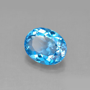 3.46캐럿 천연 스위스 블루 토파즈, 타원형 컷, 10.1×8.1 mm, VS