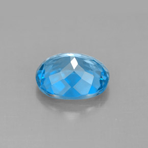 3.46캐럿 천연 스위스 블루 토파즈, 타원형 컷, 10.1×8.1 mm, VS