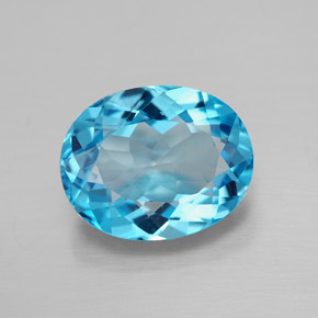 3.23캐럿 천연 스위스 블루 토파즈, 타원형 컷, 10.1×8 mm, VVS-VS