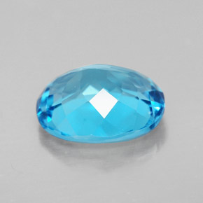 3.23캐럿 천연 스위스 블루 토파즈, 타원형 컷, 10.1×8 mm, VVS-VS