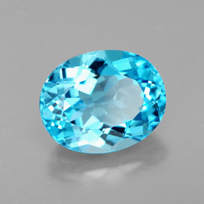 3.46캐럿 천연 스위스 블루 토파즈, 타원형 컷, 10×8 mm, VS