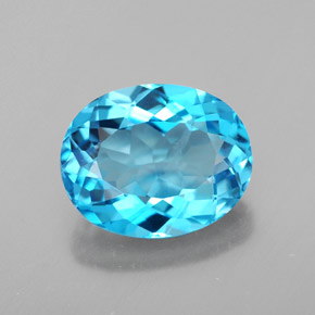 3.42캐럿 천연 스위스 블루 토파즈, 타원형 컷, 10.1×8.1 mm, VS