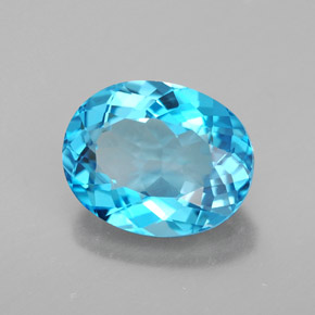 3.42캐럿 천연 스위스 블루 토파즈, 타원형 컷, 10.1×8.1 mm, VS