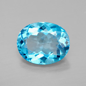 3.10캐럿 천연 스위스 블루 토파즈, 타원형 컷, 10.1×8.1 mm, VS