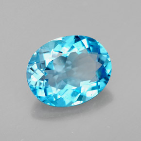 3.10캐럿 천연 스위스 블루 토파즈, 타원형 컷, 10.1×8.1 mm, VS
