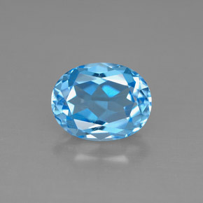 2.52캐럿 천연 스위스 블루 토파즈, 타원형 컷, 9.1×7.1 mm, VS