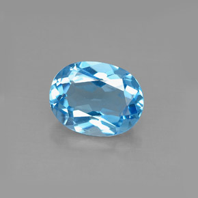 2.22캐럿 천연 스위스 블루 토파즈, 타원형 컷, 9.1×7 mm, VS