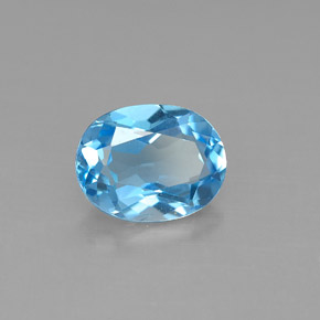 2.22캐럿 천연 스위스 블루 토파즈, 타원형 컷, 9.1×7 mm, VS