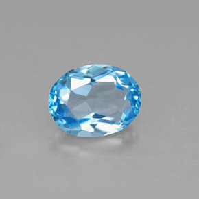 2.37캐럿 천연 스위스 블루 토파즈, 타원형 컷, 9×7 mm, VS