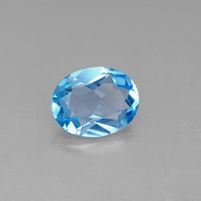 2.11캐럿 천연 스위스 블루 토파즈, 타원형 컷, 9×7.1 mm, VS