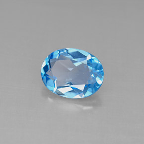 2.11캐럿 천연 스위스 블루 토파즈, 타원형 컷, 9×7.1 mm, VS