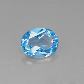 2.18캐럿 천연 스위스 블루 토파즈, 타원형 컷, 9.1×7.1 mm, VS