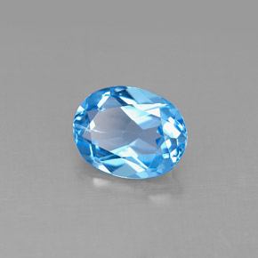 2.18캐럿 천연 스위스 블루 토파즈, 타원형 컷, 9.1×7.1 mm, VS
