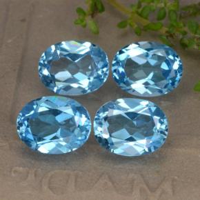 9.12캐럿 천연 스위스 블루 토파즈 보석, 타원형 컷, 9×7 mm, VVS-VS