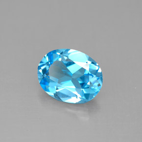 1.91캐럿 천연 스위스 블루 토파즈, 타원형 컷, 9×7.1 mm, VVS-VS
