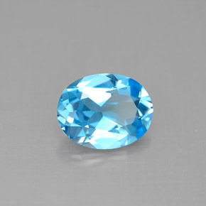 1.91캐럿 천연 스위스 블루 토파즈, 타원형 컷, 9×7.1 mm, VVS-VS