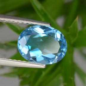 2.39캐럿 천연 스위스 블루 토파즈, 타원형 컷, 9.2×7 mm, VS