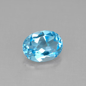 2.12캐럿 천연 스위스 블루 토파즈, 타원형 컷, 9×6.8 mm, VVS-VS