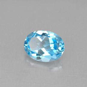2.12캐럿 천연 스위스 블루 토파즈, 타원형 컷, 9×6.8 mm, VVS-VS