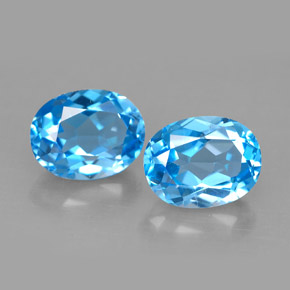 캐럿 천연 스위스 블루 토파즈 보석, 타원형 컷, 9×7 mm, VVS-VS