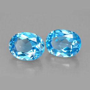 캐럿 천연 스위스 블루 토파즈 보석, 타원형 컷, 9×7 mm, VVS-VS