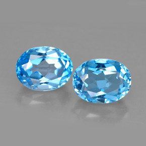 캐럿 천연 스위스 블루 토파즈 보석, 타원형 컷, 9×6.9 mm, VVS-VS