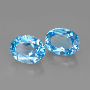 캐럿 천연 스위스 블루 토파즈 보석, 타원형 컷, 9×6.9 mm, VVS-VS
