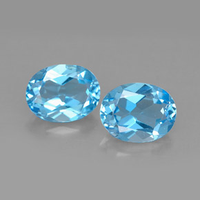 캐럿 천연 스위스 블루 토파즈 보석, 타원형 컷, 8.9×6.9 mm, VVS-VS