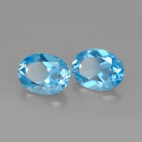 캐럿 천연 스위스 블루 토파즈 보석, 타원형 컷, 8.9×6.9 mm, VVS-VS