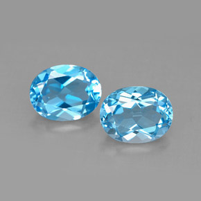 캐럿 천연 스위스 블루 토파즈 보석, 타원형 컷, 9×7.1 mm, VVS-VS