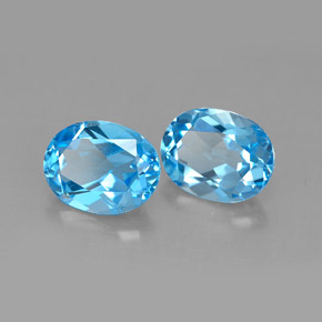 캐럿 천연 스위스 블루 토파즈 보석, 타원형 컷, 9×7.1 mm, VVS-VS