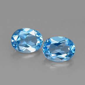 캐럿 천연 스위스 블루 토파즈 보석, 타원형 컷, 9×7 mm, VVS-VS