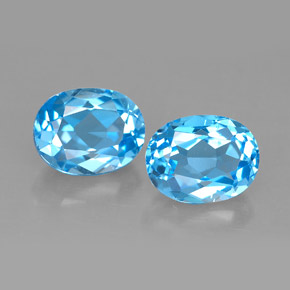 캐럿 천연 스위스 블루 토파즈 보석, 타원형 컷, 9.1×7 mm, VVS-VS