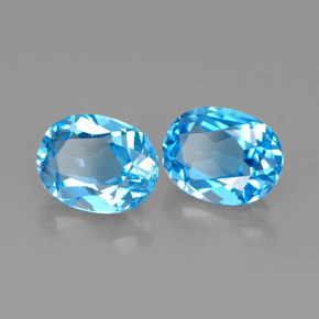 캐럿 천연 스위스 블루 토파즈 보석, 타원형 컷, 9.1×7 mm, VVS-VS