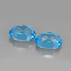 캐럿 천연 스위스 블루 토파즈 보석, 타원형 컷, 9.1×7 mm, VVS-VS