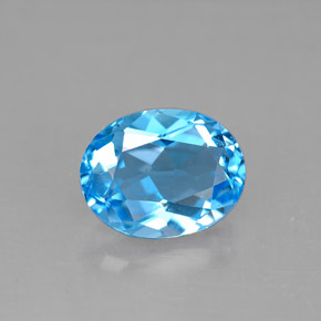 2.37캐럿 천연 스위스 블루 토파즈, 타원형 컷, 9.1×7.1 mm, VS