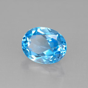 2.34캐럿 천연 스위스 블루 토파즈, 타원형 컷, 9×7 mm, VS