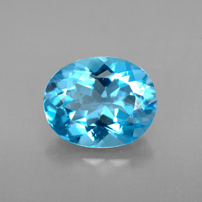 3.01캐럿 천연 스위스 블루 토파즈, 타원형 컷, 10×8.1 mm, VS
