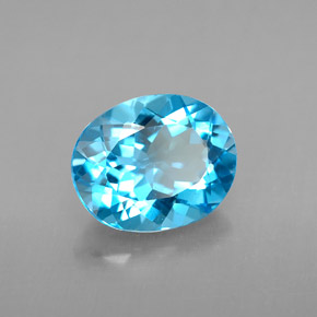 3.01캐럿 천연 스위스 블루 토파즈, 타원형 컷, 10×8.1 mm, VS