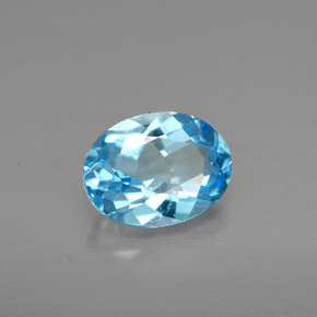 1.40캐럿 천연 스위스 블루 토파즈, 타원형 컷, 7.9×6 mm, VS
