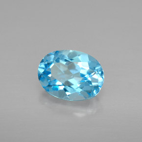 1.65캐럿 천연 스위스 블루 토파즈, 타원형 컷, 8.1×6 mm, VS