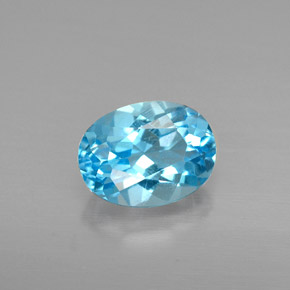 1.72캐럿 천연 스위스 블루 토파즈, 타원형 컷, 8×6.1 mm, VS