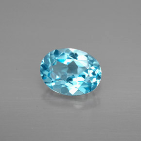 1.50캐럿 천연 스위스 블루 토파즈, 타원형 컷, 8×6 mm, VVS-VS