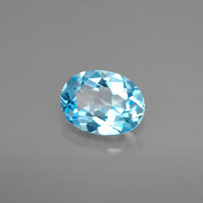 1.39캐럿 천연 스위스 블루 토파즈, 타원형 컷, 7.9×5.9 mm, VVS-VS
