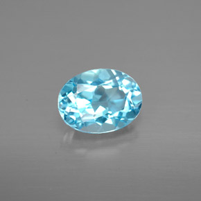 1.54캐럿 천연 스위스 블루 토파즈, 타원형 컷, 7.9×6 mm, VVS-VS