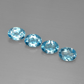 캐럿 천연 스위스 블루 토파즈 보석, 타원형 컷, 8×6 mm, VVS-VS
