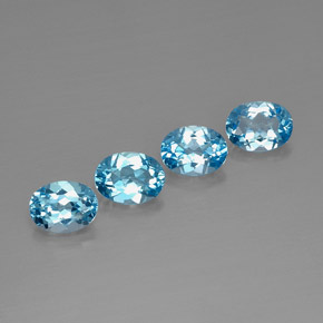 캐럿 천연 스위스 블루 토파즈 보석, 타원형 컷, 7.9×6 mm, VVS-VS